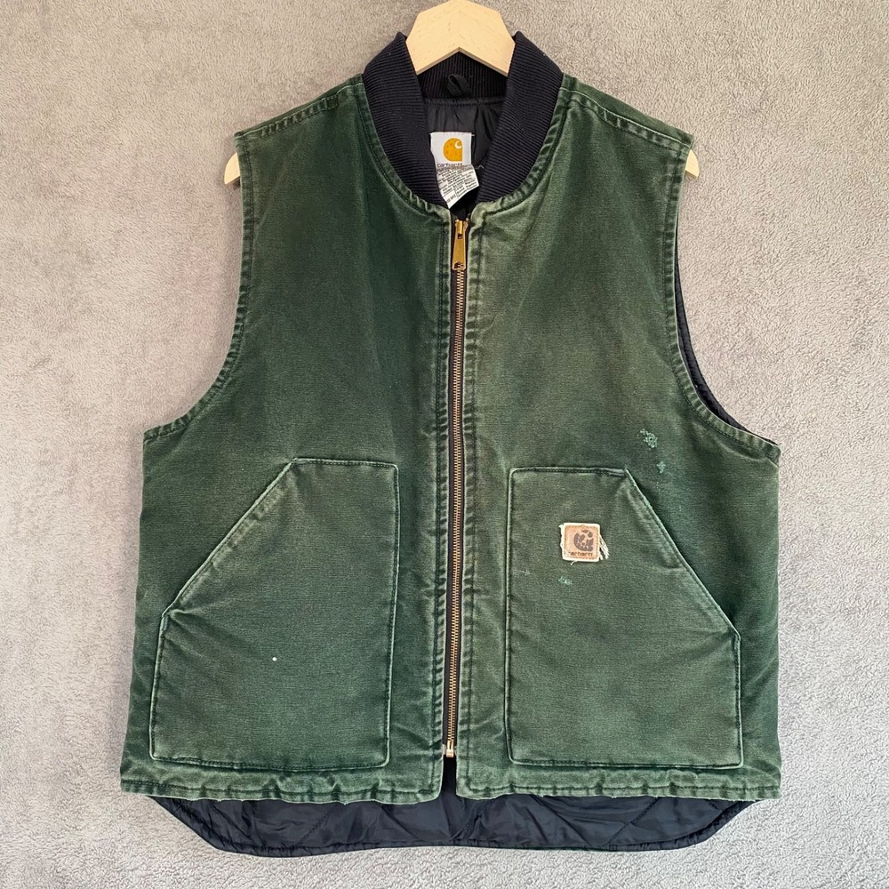 Vintage 2005 Carhartt V02 SPC Spruce Green Arctic Vest L USA Quilt Lined